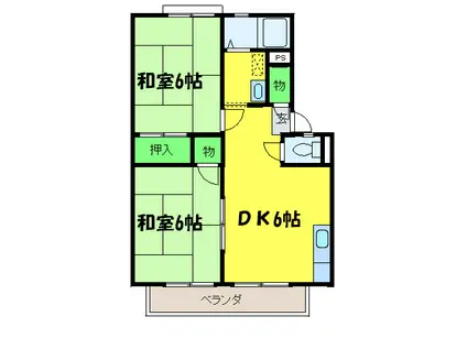 クープル旭II(2DK/2階)の間取り写真