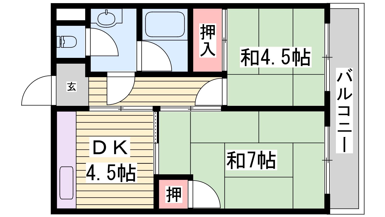 シャトー東洋(2DK/6階)の間取り写真