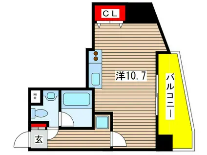 SIDEONE(ワンルーム/6階)の間取り写真