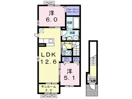 アヴァンセI(2LDK/2階)の間取り写真