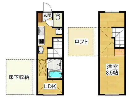 ESPACIO DEL AMOR(1LDK/2階)の間取り写真