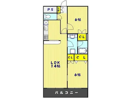 サンモール戸田公園(2LDK/1階)の間取り写真