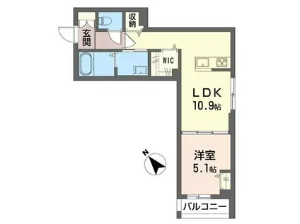 グラン セラヴィ(1LDK/1階)の間取り写真