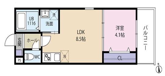 ジーメゾン山科マニフィコ(1LDK/1階)の間取り写真