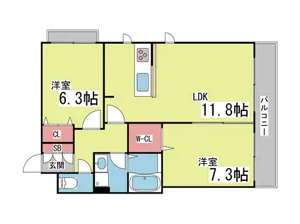 シャーメゾン六甲町(2LDK/3階)の間取り写真