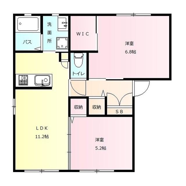 サンメゾン泉沢(2LDK/2階)の間取り写真
