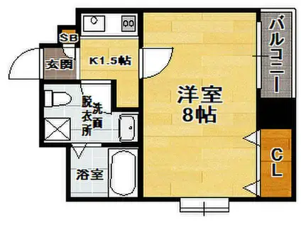 アイセレブ大博通(1K/14階)の間取り写真