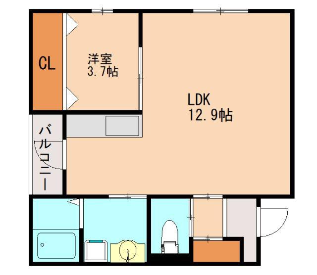 Wウィステリア博多(1LDK/2階)の間取り写真