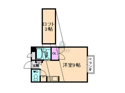 VITAI(ワンルーム/2階)の間取り写真