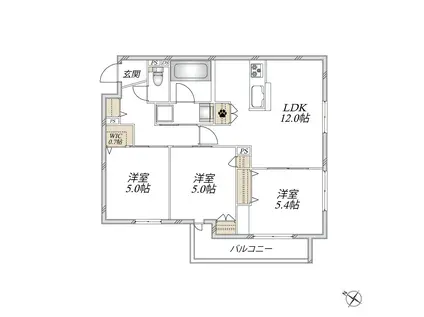高松2丁目メゾン(3LDK/2階)の間取り写真