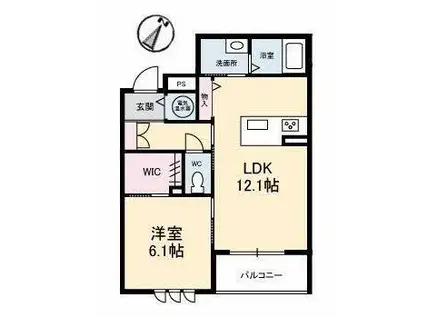 ル・シエール(1LDK/1階)の間取り写真