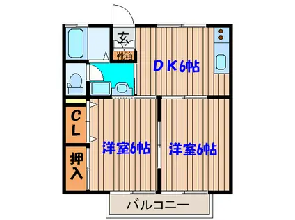 ヴィクトールハット原町(2DK/2階)の間取り写真