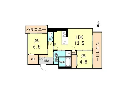 GRANDE御影中町(2LDK/2階)の間取り写真