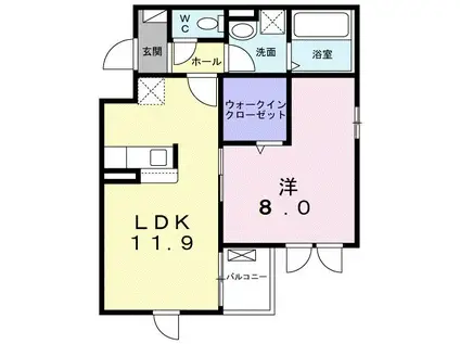 ガーデニアK(1LDK/2階)の間取り写真