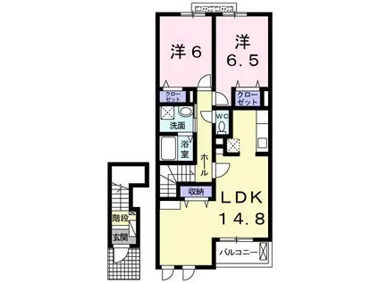 フィオレンティーナV(2LDK/2階)の間取り写真