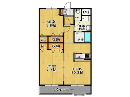 リヴェール・サニーコート(2LDK/2階)の間取り写真
