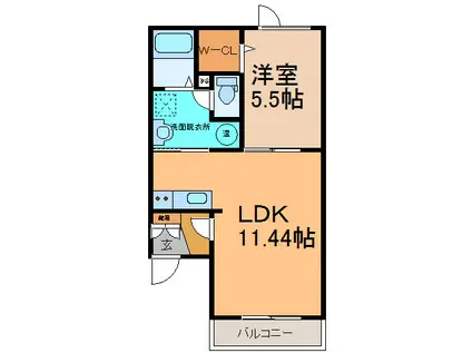 イーグルスカイむつみ(1LDK/1階)の間取り写真