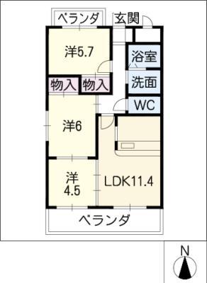 リバーサイド天白(3DK/2階)の間取り写真