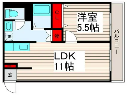 オオギマンション(1LDK/3階)の間取り写真