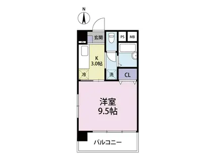 コーポ成岡II(1K/1階)の間取り写真