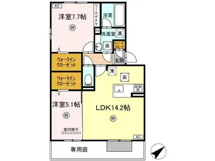NEST PIECE 原町(2LDK/1階)の間取り写真