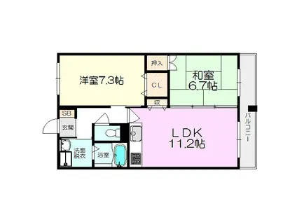 アビタシオンデュプルミエ(2LDK/2階)の間取り写真