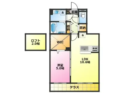 CASA DELLA LUCE(1LDK/2階)の間取り写真