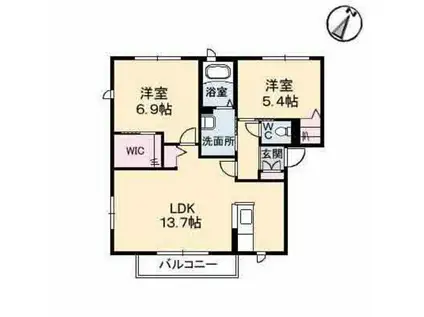 オーラルA(2LDK/1階)の間取り写真