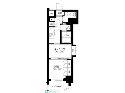 日神デュオステージ新宿若松町(1DK/2階)の間取り写真