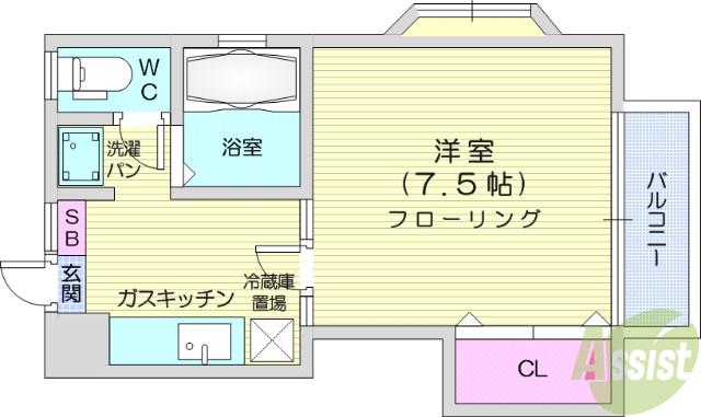 シェ・モア(1K/2階)の間取り写真