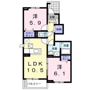 スカイビレッジ B(2LDK/1階)の間取り写真