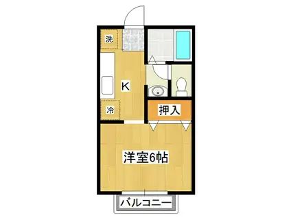 ウエストパーク高野E(1K/2階)の間取り写真