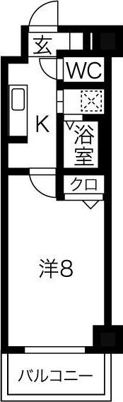 リアライズ沢下町I(1K/6階)の間取り写真