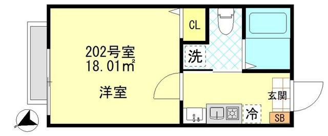 一之江アパート (1K/2階)の間取り写真