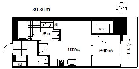ブエナビスタ神戸駅前(1LDK/9階)の間取り写真