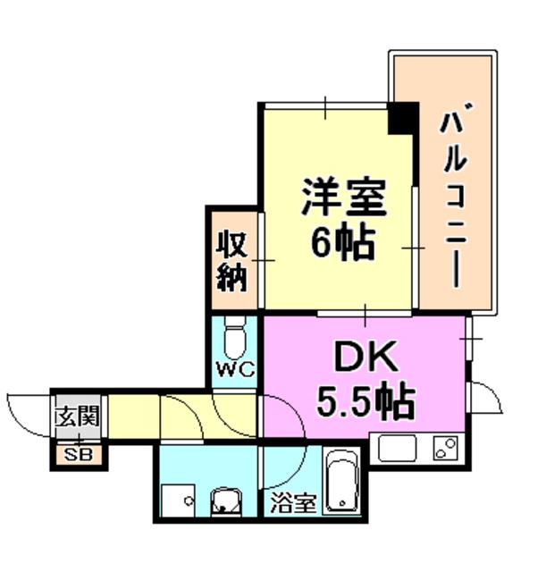 サンクレール芦屋(1DK/7階)の間取り写真