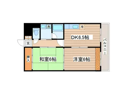 銀杏町レジデンス(2DK/5階)の間取り写真