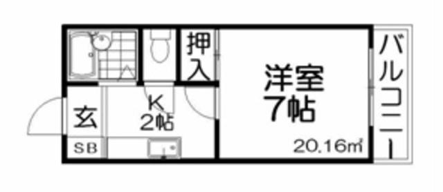 コンフォート長尾(1K/2階)の間取り写真
