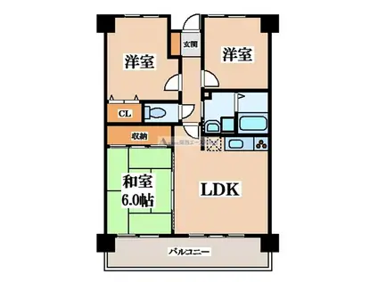 メゾンパティオ住道(3LDK/5階)の間取り写真