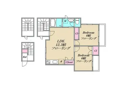 グロウ大森東(2LDK/3階)の間取り写真