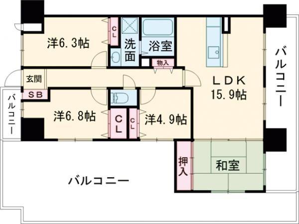 リベール姫路駅前(4LDK/9階)の間取り写真