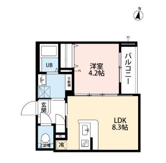 太陽と月の調和 LUNARE元町(1LDK/3階)の間取り写真