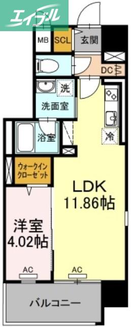 TWIN TOWERS AZUKI(1LDK/3階)の間取り写真