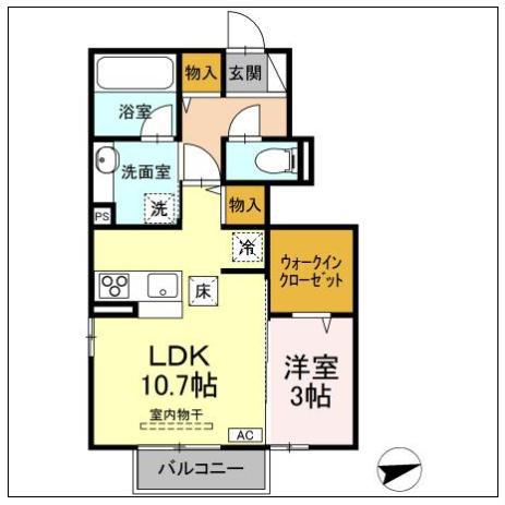 SHERRY(1LDK/1階)の間取り写真