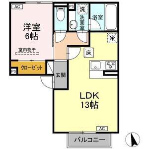 パルミエ III(1LDK/1階)の間取り写真