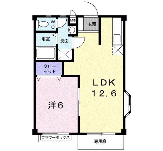リバーサイドMY(1LDK/1階)の間取り写真
