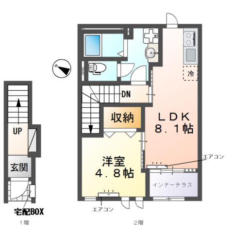 グランアサヒ(1LDK/2階)の間取り写真