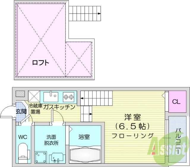 KMDハウス(1K/1階)の間取り写真