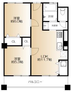 豊縁兵庫ビル(2LDK/5階)の間取り写真