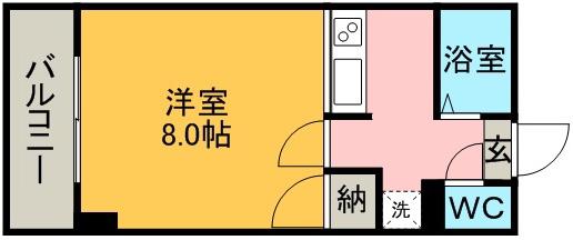 コスモ郡元(1K/6階)の間取り写真